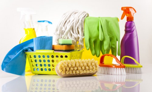 Cleaner separating recyclable packaging during carpet cleaning service in Islington