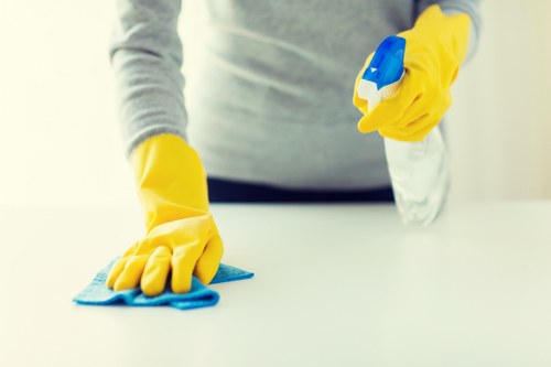 Clean office kitchen and shared workspace maintained for Islington commercial premises