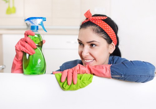 Routine commercial cleaning in a busy Islington workspace