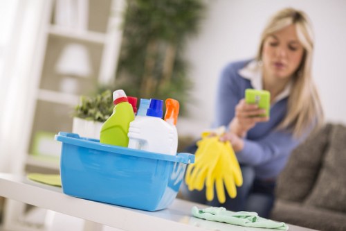 Professional deep cleaning equipment and supplies ready for a home in Islington