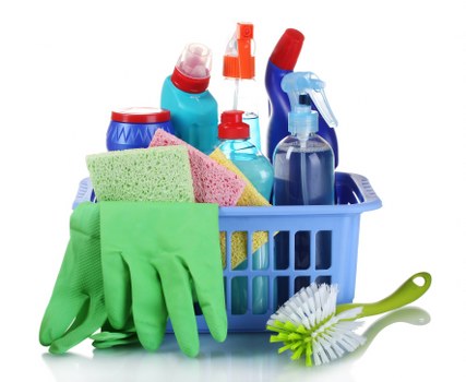 Professional carpet cleaner checking the room for safety hazards
