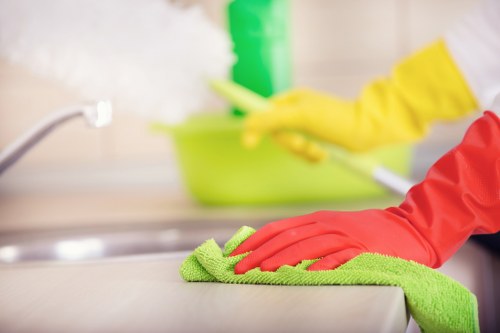 Pet stain treatment on upholstery in a residential living room