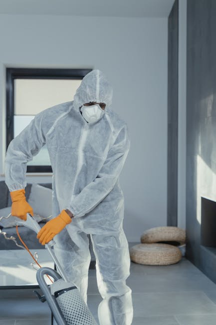 Two professional cleaning specialists from Carpet Cleaning Islington are performing surface cleaning and deep cleaning of a living room in a residential property. They are using vacuum and mops on the